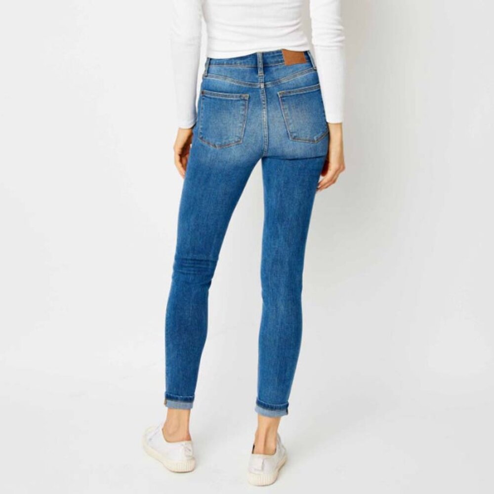 Judy Blue High-Rise Cuffed Hem Skinny Jeans - Picture 2 of 3